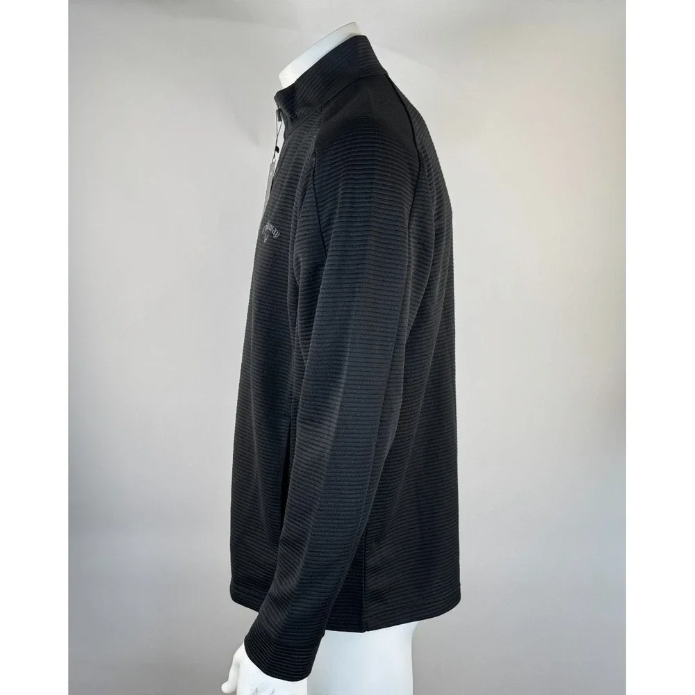 Callaway Golf Ottoman Quarter Zip Base Layer Pullover Mens L NWT Opti-Dri Black - Picture 4 of 12